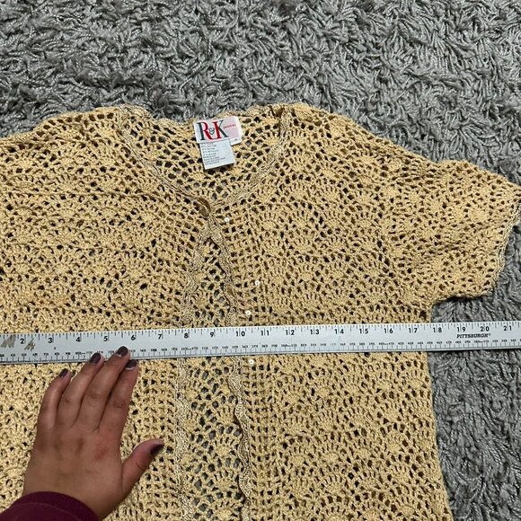 90s Coquette Crochet Short Sleeve Blouse Size 8 - Picture 4 of 6